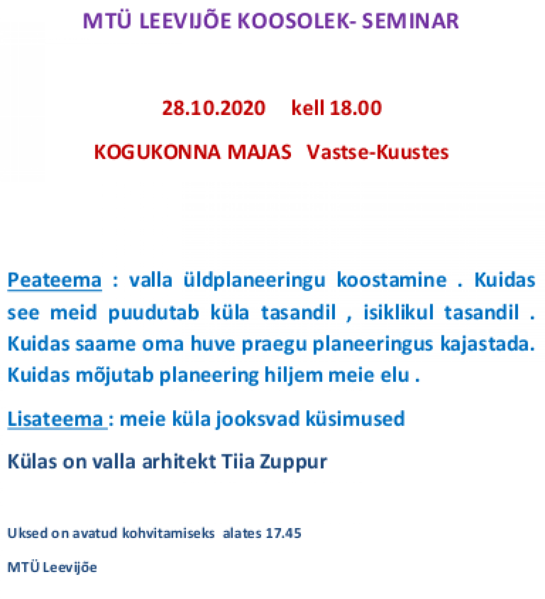Koosolek oktoober 2020